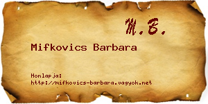 Mifkovics Barbara névjegykártya